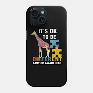 Autism Awareness Cute Giraffe Animal Its Ok To Be Different Phone Case