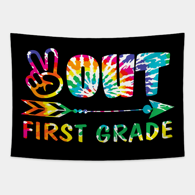 Peace out First Grade Tie Dye Design Matching Gift for First Grade Graduates, Parents and Teachers Tapestry by BadDesignCo