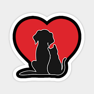 cat and dog inlove -cat lover -dog lover Magnet