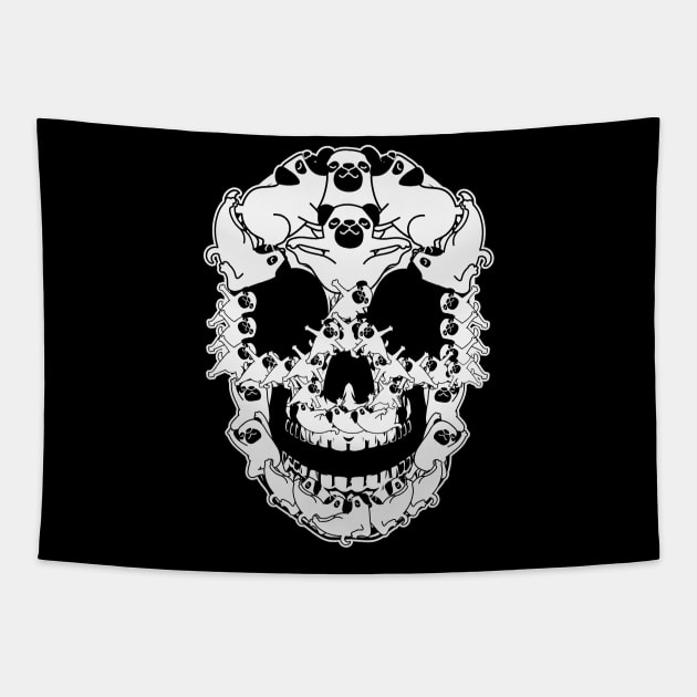 Pug Skull Halloween Gift For Pug Lovers Tapestry by BadDesignCo
