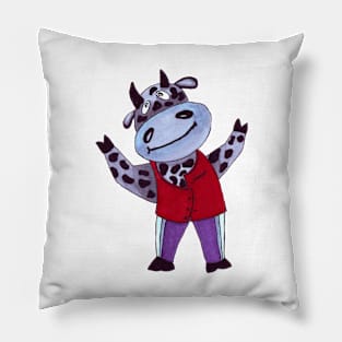 Funny bull animal Cool guy hand drawn Pillow