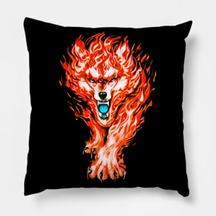 Fire Wolf Pillow