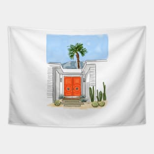 Orange Palm Springs Door Tapestry