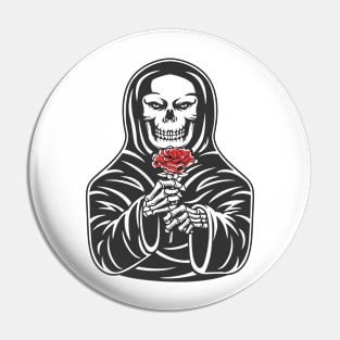 skeleton with rose Pin