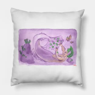 MerMay Underwater Purple Painter Merman Watercolor Pillow