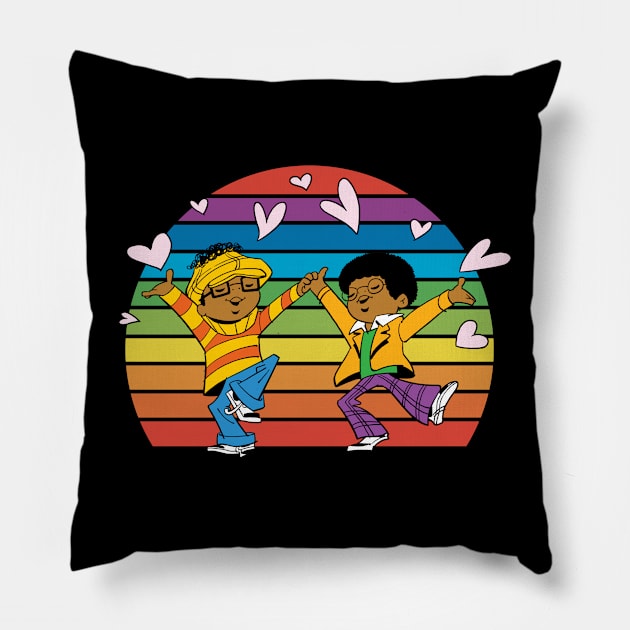 Billy Jo Jive and Smart Susie Sunset Rainbow Pillow by Jacob Chabot