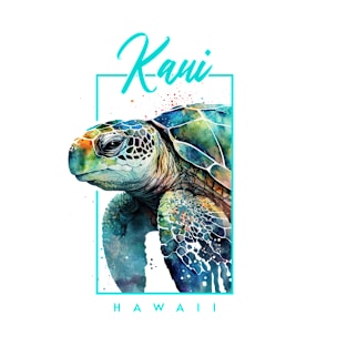 Kaui Hawaii Watercolor Sea Turtle Portrait T-Shirt