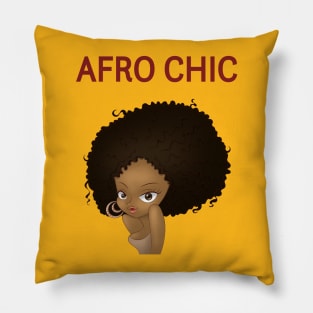 Afro Chic - natural big black curly Pillow