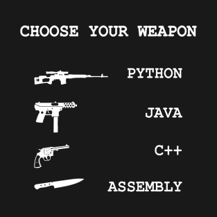 Python vs Java vs C++ vs Assembly Programming Language Comparison Joke T-Shirt