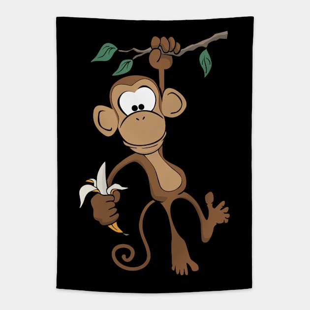 Cute Cartoon Monkey Tapestry by hobrath
