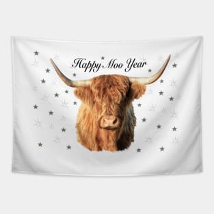 Happy Moo Year Cow Tapestry