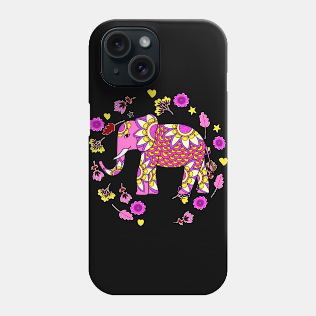 Mandala Elephant Flowers Phone Case by letnothingstopyou