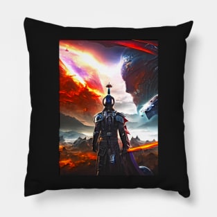 Human/Alien War - Battlefield Gaze - AI Generated Sci Fi Concept Art - Pillow