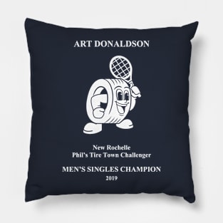 (Front + Back) Art Donaldson Men's Singles Champion New Rochelle Challenger (White Text) Pillow