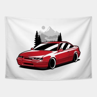 Red Opel Calibra Classic Coupe Tapestry