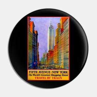 Train Ad - Fifth Ave New York - Vintage Travel Pin