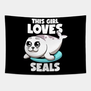 This Girl Loves Seals Fat Chubby Seal Lover Seals Sea Lion Tapestry