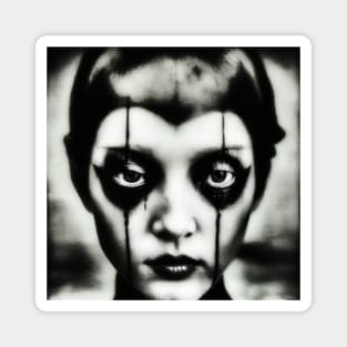 Japanese horror woman face, indie art Magnet