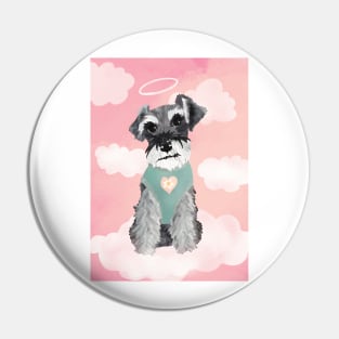 Salt and Pepper Miniature Schnauzer Angel Dog with Halo Pin