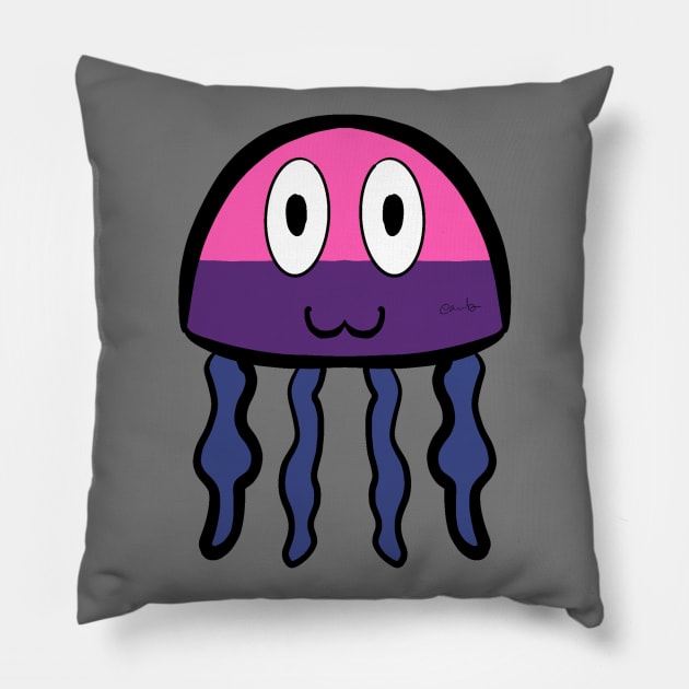 Bi Pride Jellyfish Pillow by AlienClownThings