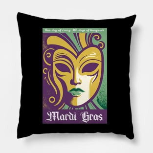 Funny Mardi Gras Purple Green Pillow