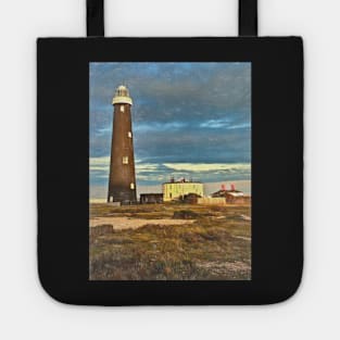 The Old Dungeness Lighthouse as Digital Art Tote