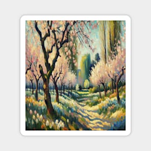 Vincent Van Gogh Inspired Orchard with Cherry Magnet