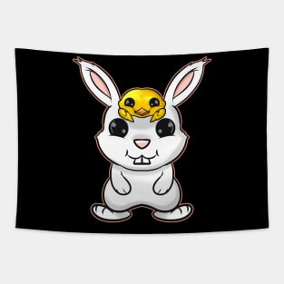 Easter Bunny With Cute Chick on Head On Easter Tapestry