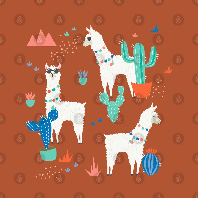 Summer Llamas in the Desert Pattern by latheandquill