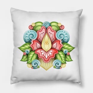 Floral Deco Glossy Composition Pillow