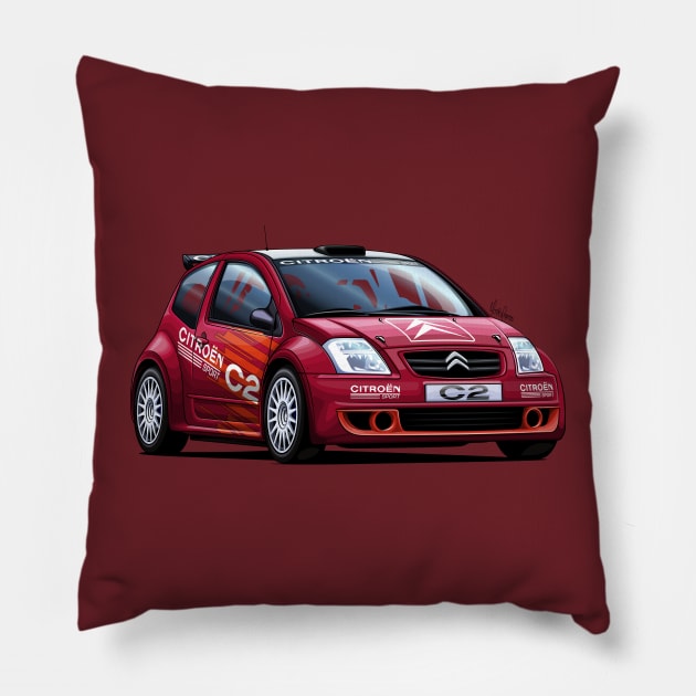 Citroen C2 S1600 - JWRC Pillow by Mario Ramos Rally Art