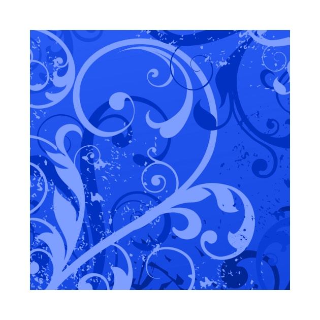 Blue Floral Art by Tshirtstory