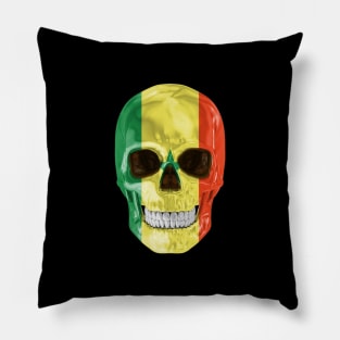 Senegal Flag Skull - Gift for Senegalese With Roots From Senegal Pillow