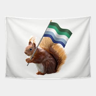 A Red Squirrel with a gay men's pride flag. Tapestry