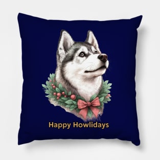 Happy Howlidays Husky Pillow