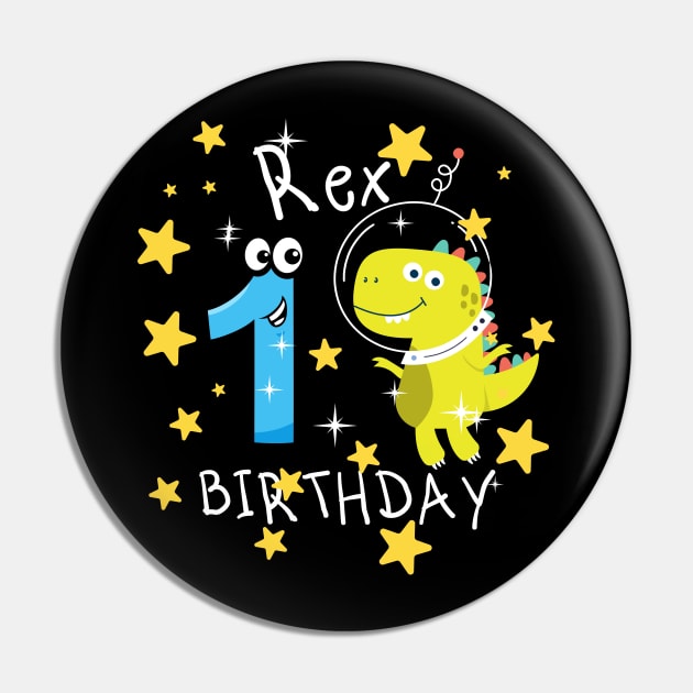 Youth 2 Year Old 2nd Birthday Boy T Rex Dinosaur Astronaut Pin by Johner_Clerk_Design