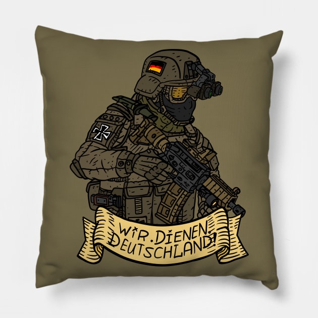 german bundeswehr, deutchland. army soldier with motto. Pillow by JJadx