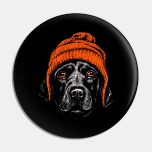 Cute Red Hat Dog Illustration for Dog Lovers Pin