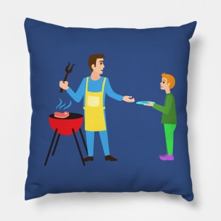 Father Grilling BBQ Pillow