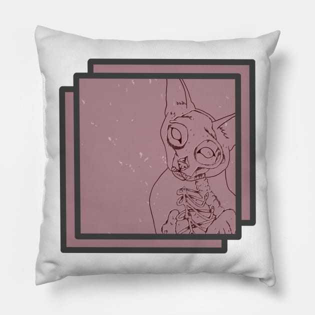 Skeleton cat Pillow by Annabalynne