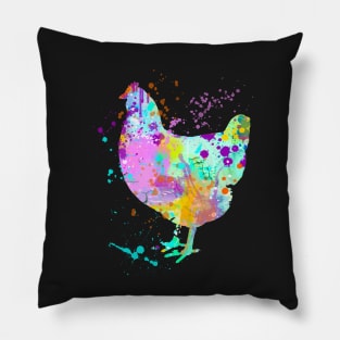 Chicken Watercolor Splash Art Love Chickens Pillow