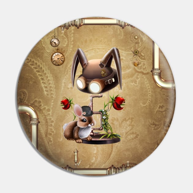 Steampunk, cute little bunny with hat Pin by Nicky2342