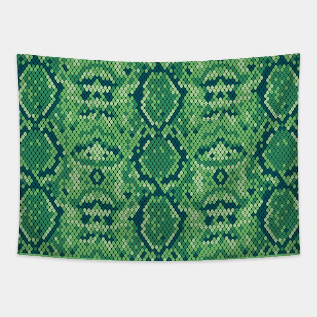 Green Snake Skin Pattern Tapestry by Ayoub14