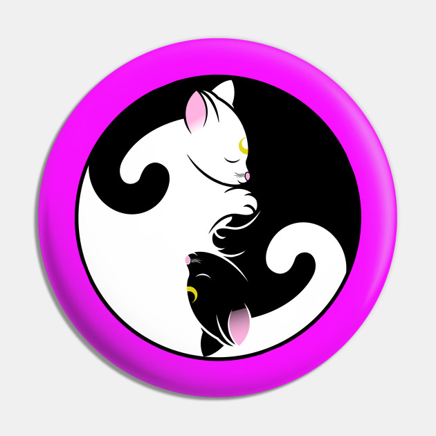 Luna And Artemis Inspired Yin Yang Sailor Cats Sailor Moon Pin