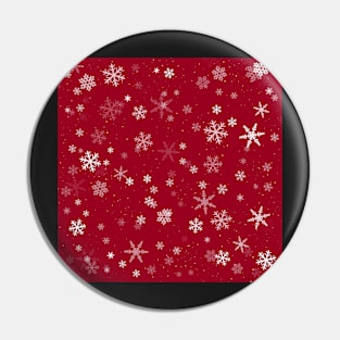 Red and White Snowflakes Winter Pattern Pin