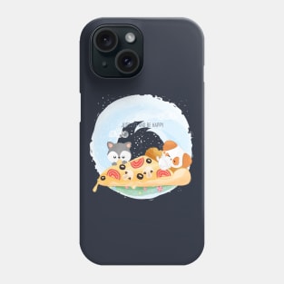 Puppies eat happy pizza bed Phone Case