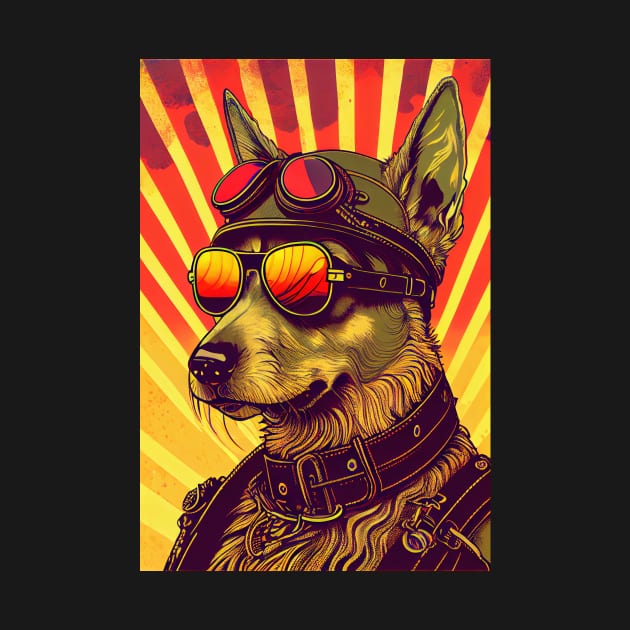 Cool psychedelic dog wearing sunglasses and uniform by dholzric