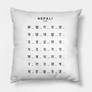 Nepali Alphabet Chart, Himalayan Language Learning Chart, White Pillow