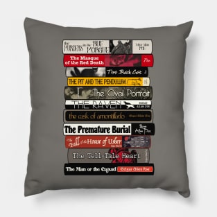 Edgar Allan Poe Books Stack Pillow