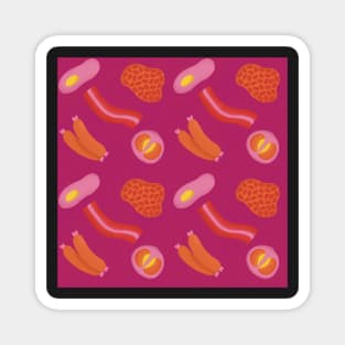 English breakfast pattern on pink Magnet